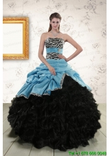 Luxurious Ruffles 2015 Quinceanera Dresses with Zebra and Belt