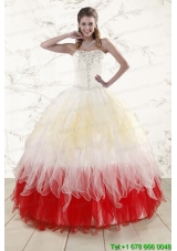 2015 Unique Multi Color Sweetheart Ruffled Quinceanera Dresses wth Beading