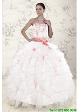 Most Popular White Quinceanera Dresses with Pink Appliques and Ruffles