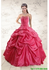 2015 Cheap Appliques Quinceanera Dresses in Hot Pink