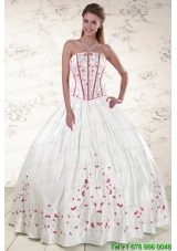 2015 Cheap Strapless Quinceanera Dresses with Appliques