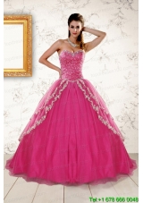 2015 Sweetheart Rose Pink Custom Made Quinceanera Dresses with Sequins and Appliques
