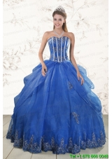 2015 In Stock Appliques Quinceanera Dresses in Royal Blue