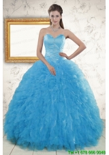 2015 Most Popular Beading Quinceanera Dresses in Baby Blue
