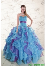 2015 Most Popular Appliques Sweet 15 Dresses in Coral Red