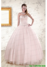 2015 Most Popular Light Pink Beading Quinceanera Dresses