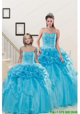 Fashionable Sweetheart Beading Princesita Dress in Aqua Blue