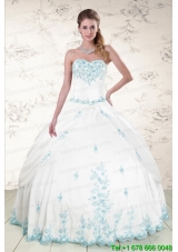 Pretty Appliques 2015 Quinceanera Dresses in White