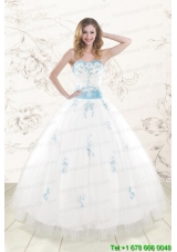 Pretty White Ball Gown Quinceanera Dresses with Appliques and Beading