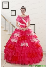 Puffy Beading Pretty Quinceanera Dresses with One Shoulder for 2015