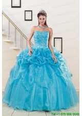 2015 Pretty Sweetheart Beading Quinceanera Dress in Aqua Blue