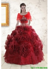 Puffy Quinceanera Dresses with Hand Made Flowers for 2015