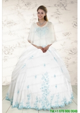 Puffy Strapless Appliques 2015 Quinceanera Dresses in White