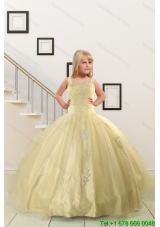 On Sales Appliques Light Yellow Little Girl Dress for 2015
