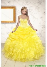 Beand New Beading and Ruffles Flower Girl Dress in Yellow for 2015