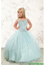 Luxurious Beading and Ruffles Little Girl Pageant Dress in Aqua Blue