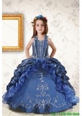 2015 Affordable Appliques and Pick Ups Little Girl Dress in Navy Blue