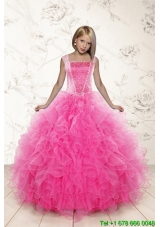 2015 Most Popular Beading and Ruffles Little Girl Pageant Dress in Pink