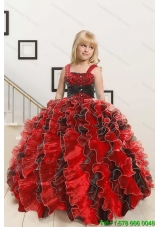 2015 New Arrival Appliques and Ruffles Multi-color Flower Girl Dress