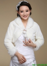 2015 Top Seller Long Sleeves Faux Fur White Wraps