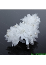 Imitation Pearls Tulle Outdoor Hair Ornament in Red