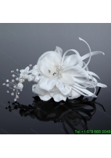 2014 Fashionable Tulle White Imitation Pearls Fascinators