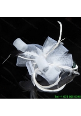 Elgant White Hair Tulle Feather Ornament