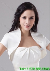 White Taffeta Short Sleeves White Jacket for Wedding Party