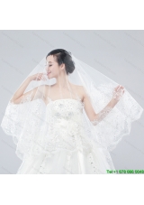 Classic One Tier Lace Appliques Edge Wedding Veil