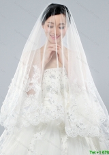 Discount Two Tier Classic Wedding Veils with Lace Edge