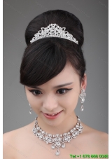 Luxurious Rhinestone and Alloy Dignified Ladies' Tiara and Necklace