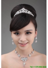 Multi Color Alloy Crystal Jewelry Set Including Necklace and Tiara