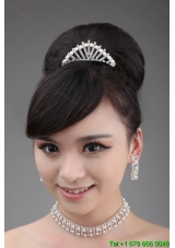 Pearl Wedding Jewelry Set Including Necklace  Earrings And Crown