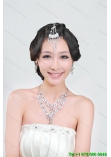 Gorgeous Rhinestone Wedding Jewelry Set Including Necklace And Headpiece