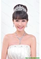 Shining Rhinestones Alloy Plated Wedding Jewelry Set Including Necklace And Tiara