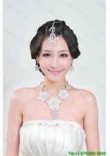 Alloy With Elegant Rhinestone Wedding Jewelry Set Including Necklace And Earrings