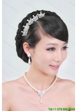 Gorgeous Alloy With Rhinestone Pearls Jewelry Set Including Necklace Earrings and Tiara