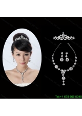 Fashionable Rhinestone Ladies Necklace and Tiara Jewelry Set