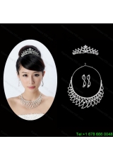 High Quality Rhinestone Bridal Jewelry Set Including Necklace and Tiara