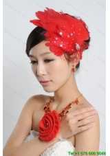 Red Crystals Alloy Plated Necklace And Earrings Jewelry Set