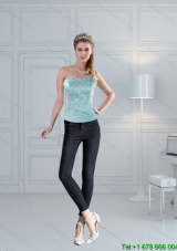 Flirting Beading Corset in Aqual Blue