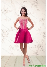 2015 New Style Strapless Short Prom Dresses with Appliques