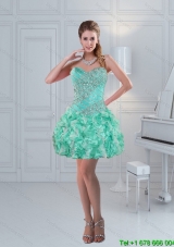 Apple Green Sweetheart Beautiful Christmas Party Dresses for 2015 with Beading and Ruffles