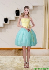 2015 Strapless Multi Color Junior Prom Gown with Bowknot