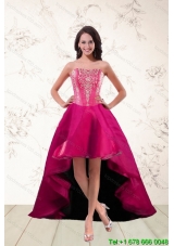 2015 Strapless High Low Junior Prom Dresses with Appliques