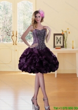 Beaded Burgundy Sweetheart Prom Dress with Ruffled Layers