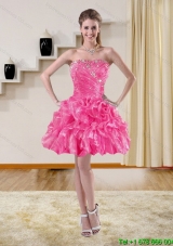 2015 Beautiful Beaded Strapless Designer Prom Dresses with Ruffles