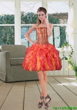 Ball Gown Strapless Multi Color 2015 Designer Prom Dresses with Beading and Ruffles