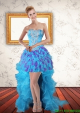 Beautiful Sweetheart High Low Ruffles Prom Dresses in Multi Color