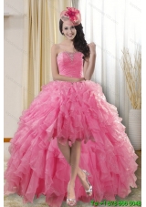 Designer Pretty High Low Dresses for Quinceanera with Ruffles and Beading
